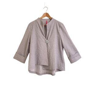 IC Collection Textured Cardigan Jacket Topper Sz XL Gray 4379J Artsy Laganlook